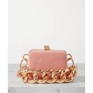 16Arlington Elegant Baby Pink Leather Clutch with Gold Accents